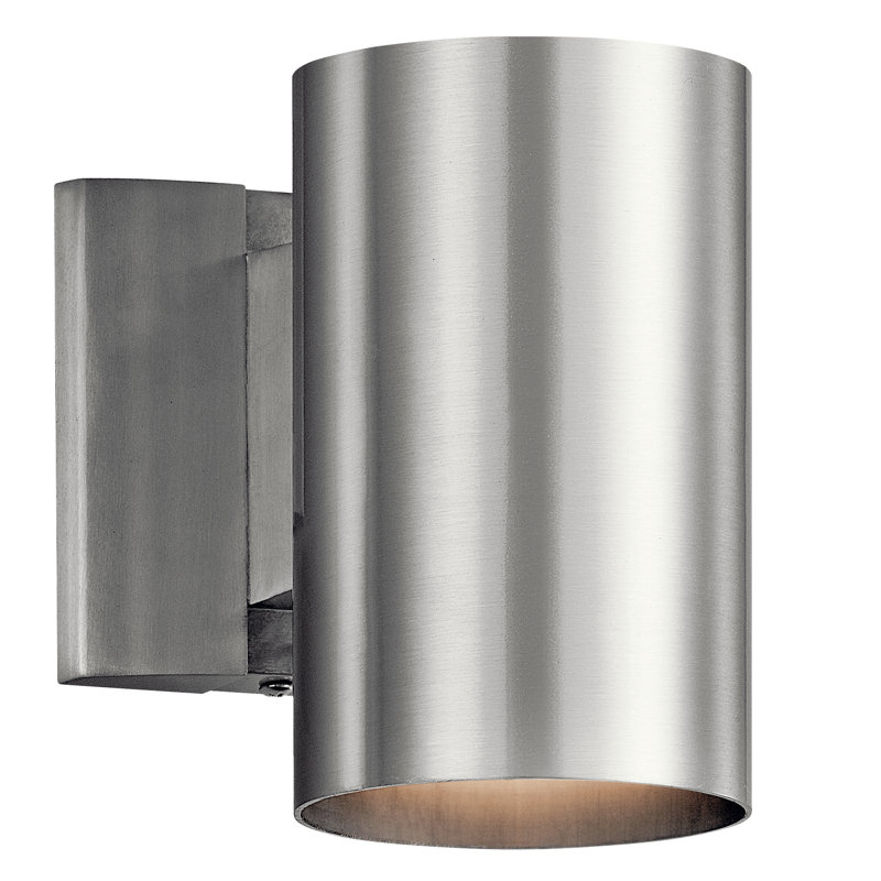 Deerfin 7" 1-Light DarkSky Approved Brushed Aluminum Outdoor Wall Lantern No Bulbs Included, Brushed Aluminum, 7" H x 4.75" W