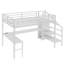 Grand lit mezzanine avec bureau en L, garde-robe et DEL pour enfants, adolescents et adultes-280478534