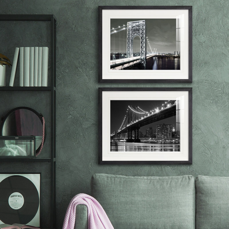 Reproduction de photo sur toile, Papier avec cadre noir, Blanc mat