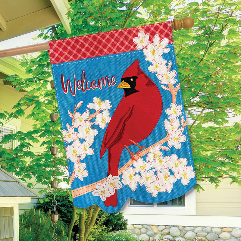 Drapeau de printemps Spring Cardinal Burlap House