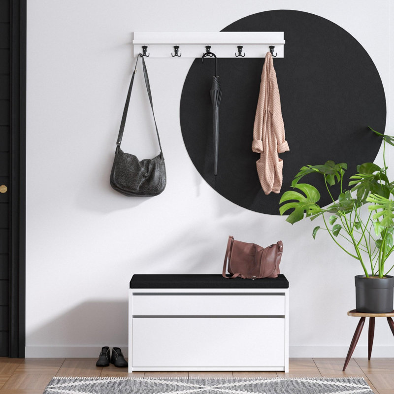 Modern Shoe Cabinet, White & Black, 31.5 x 16.5 x 13.8 inches | 100% Melamine Coated Particle Board, Thickness: 0.7 inches | Stylish & Functional Storage Solution for Entryway & Hallway, Space-Saving Design