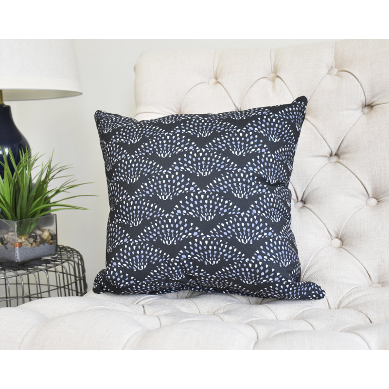Housse et insert de coussin carré Fickle Florals Fan Dance, Noir, 18 po x 18 po