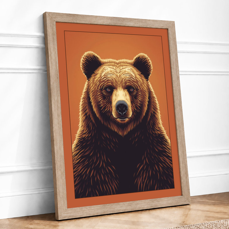 Bear's Quiet Gaze Modern - Framed Print, Oak, A4 - 29.7 x 21.0 cm