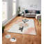 Tapis rectangulaire en polyester tissé à la machine Bedolla ivoire / rose / gris-974757758