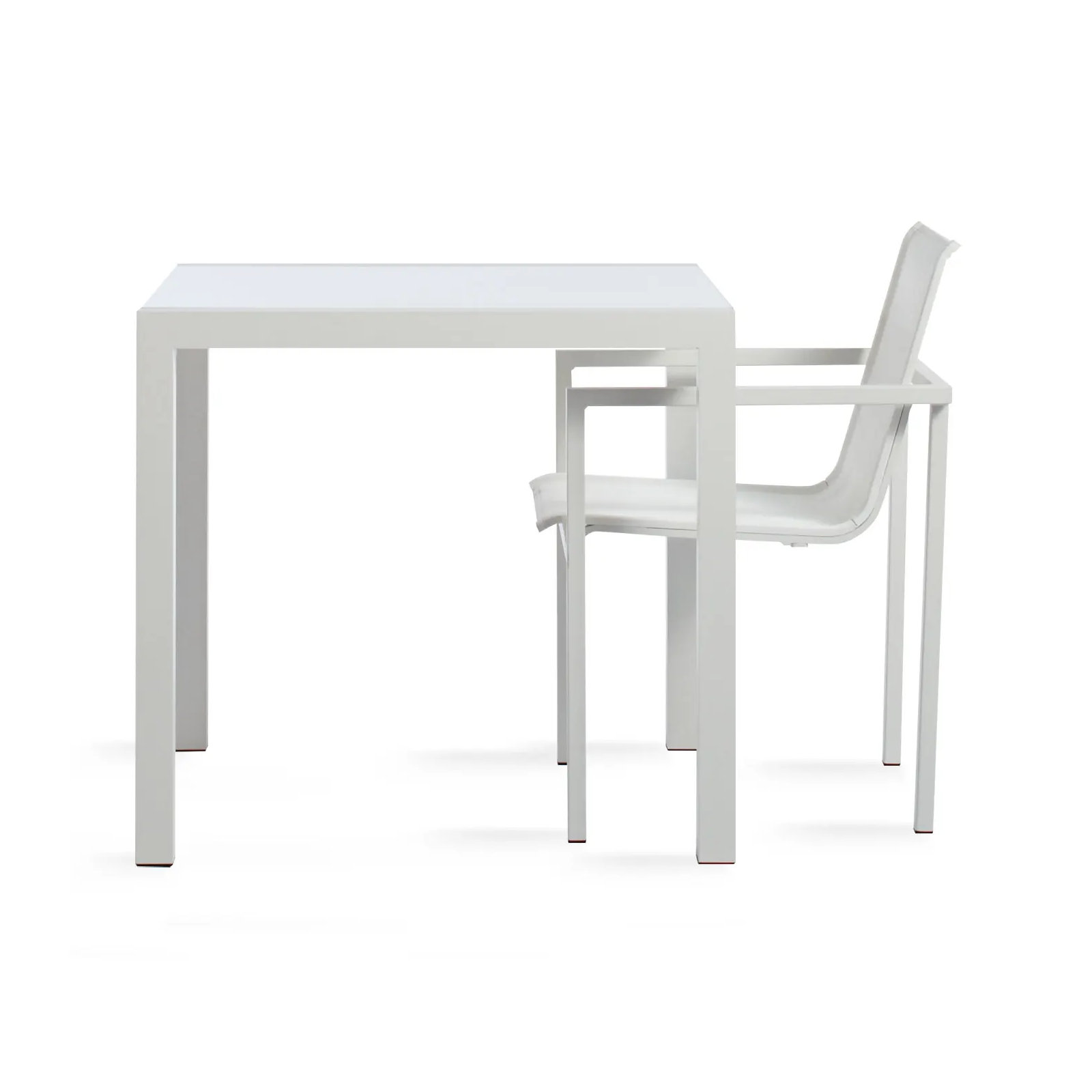 Skiff Glass Outdoor Dining Table, White, 35" D x 35" L