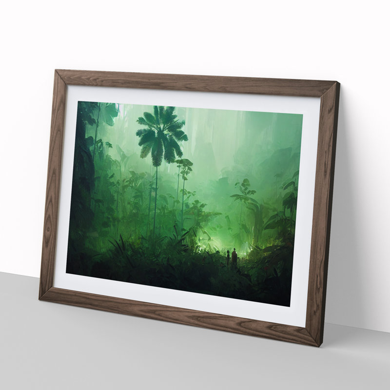 Jungle Forest - Framed Print, 46cm H x 64cm W x 2cm D, Walnut