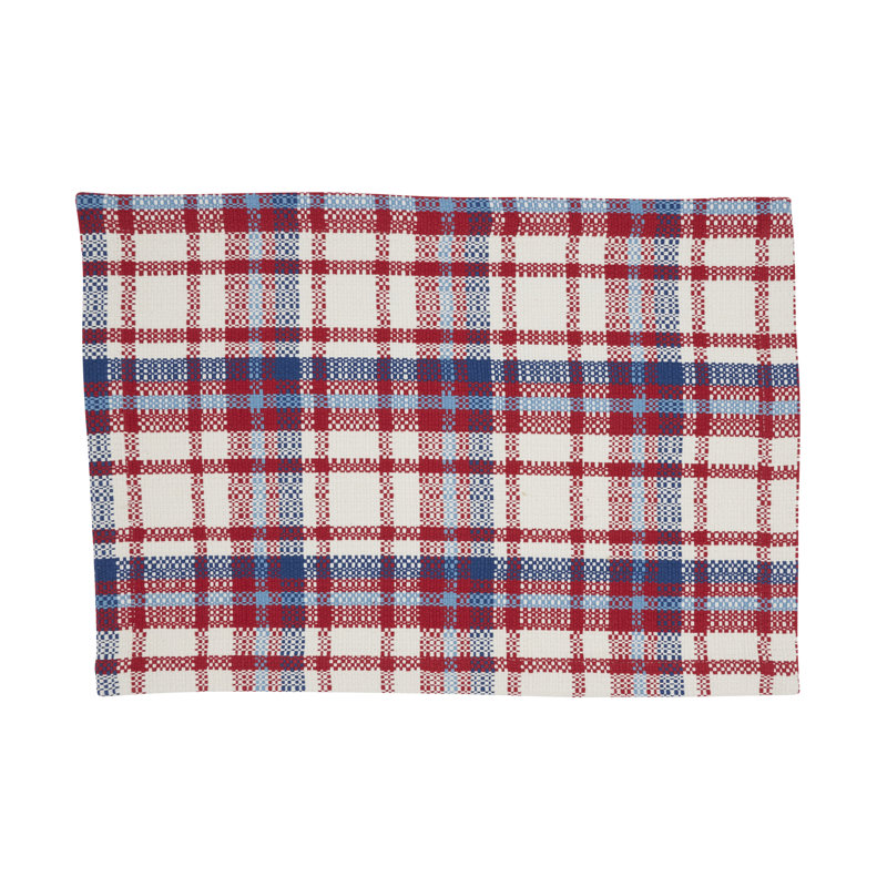 Ensemble de napperons et serviettes de table Classic Plaid (ensemble de 4) - Linge de table en coton Americana pour le Jour du Souvenir, le 4 juillet et les réceptions de tous les jours