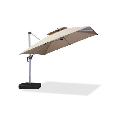 120'' Square Cantilever Umbrella With Wheeled Base,Beige
