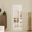 Dalle de porte intérieure avec cadre - porte en panneau de fibres à densité moyenne blanche en verre transparent 10 Lite, ensemble de porte de style pré-suspendu avec charnières préinstallées, poignée argentée verrouillable incluse, pas de trous pré-percés-125132397-125132401