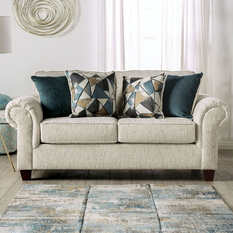 72.4" W Transitional Loveseat, Beige