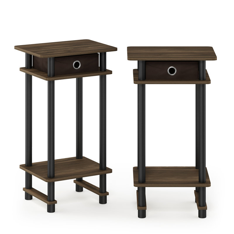 Asid End Table Set with Storage, Columbia Walnut/Dark Brown