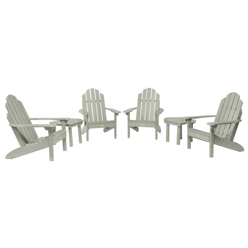 Anette Outdoor Adirondack Chair With Table, Eucalyptus