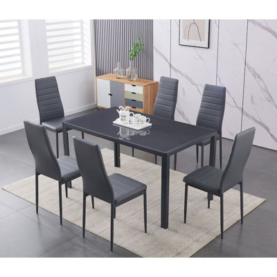 6 - Person Glass Top Four Leg Dining Set