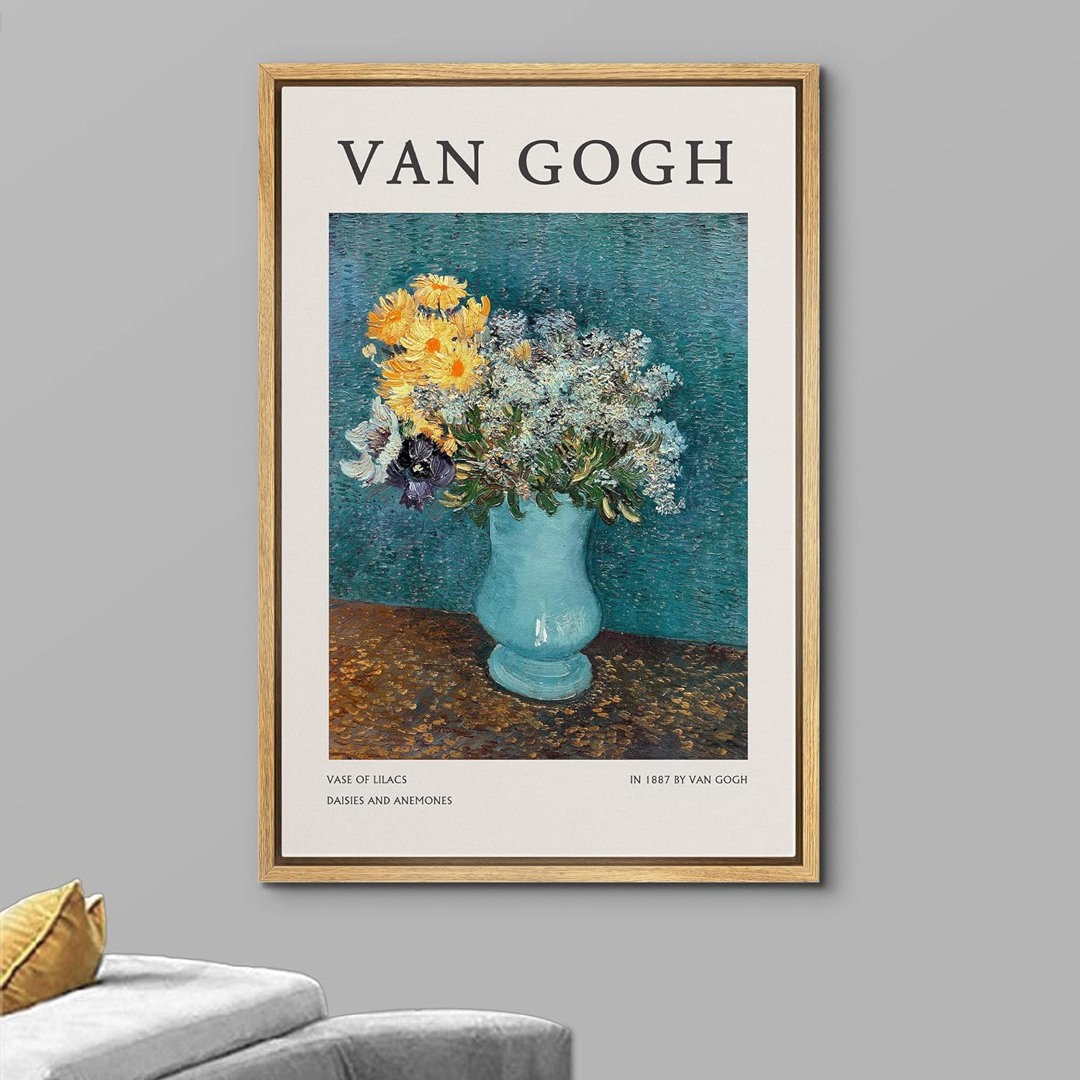 Classical Artwork " Flowers In A Blue Vase " by Vincent Van Gogh IDEA4WALL Frame 