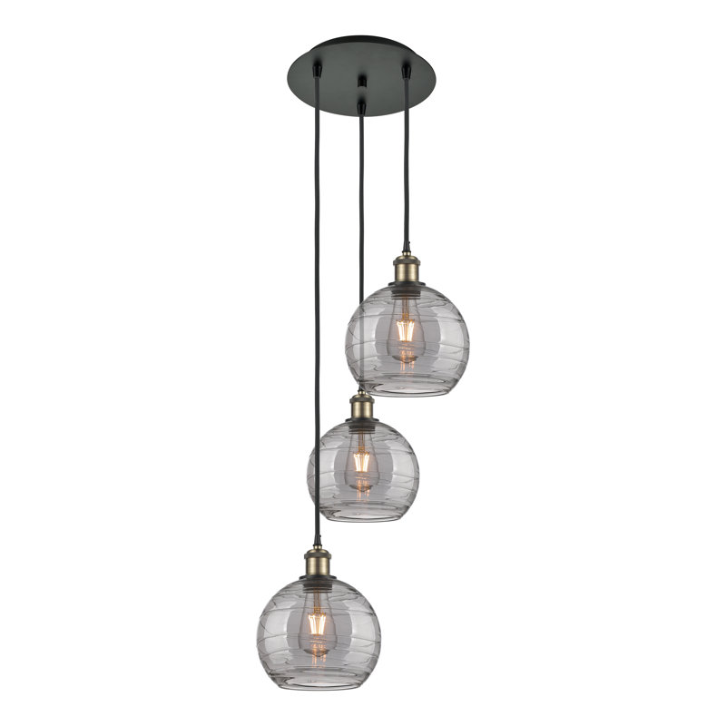 Luminaire suspendu 3 lumières Ellington, H 30,38 po x l 14,5 po x P 14,5 po, Laiton antique noir