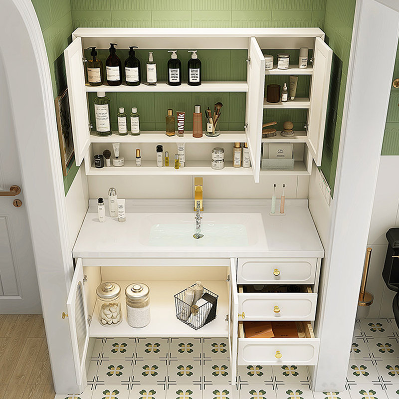 Light luxury simple cream style bathroom cabinet