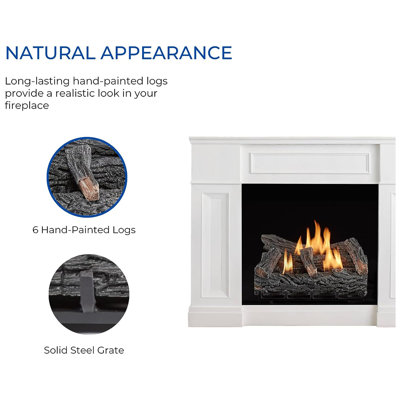 22'' W Ventless Natural Gas Fireplace Logs