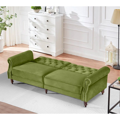 Canapé modulaire à accoudoirs roulés en velours 87,8 po Hanika