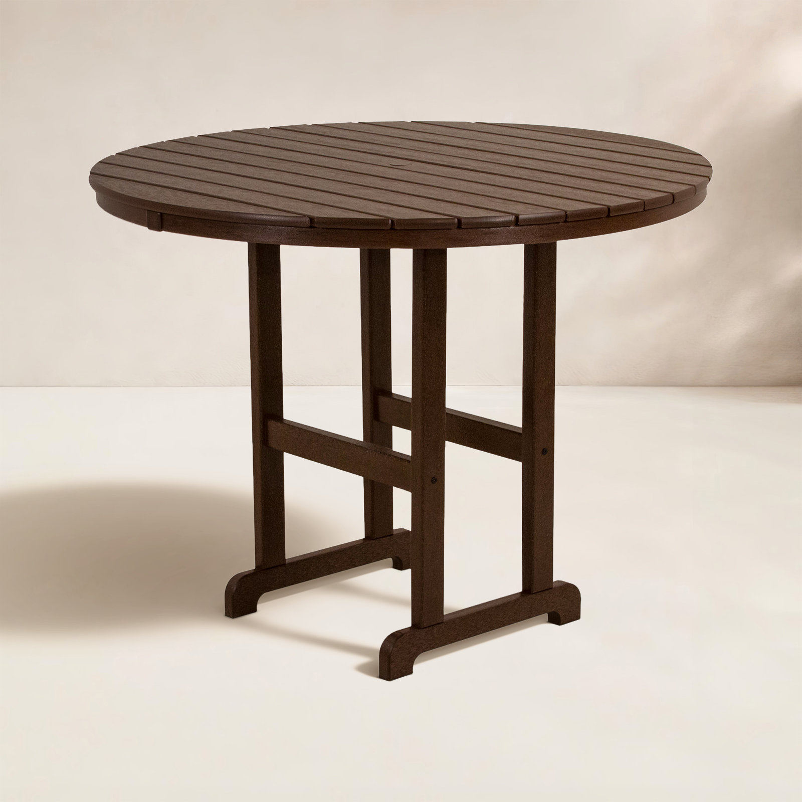POLYWOOD Round Farmhouse Counter Table, 36", Mahogany