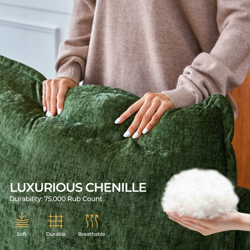 Chenille Oversized Modular Home Theater Sofa Bed Cloud Couch Sectional, Plush Sleeper Sofa With Versatile Console, Convertible Side Table Charging Storage Cup Holder