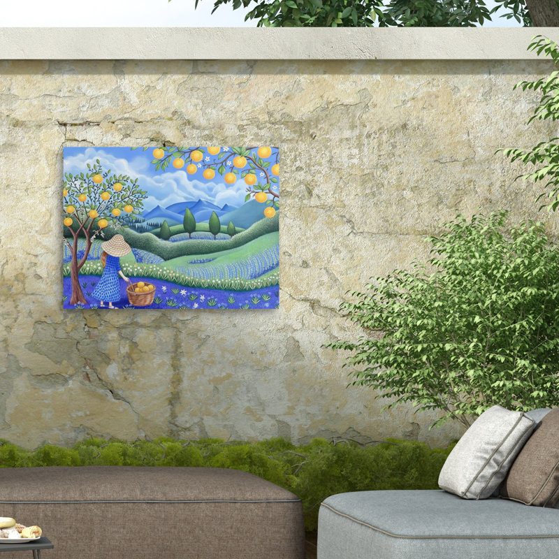 Doron David - récolte de la toile «Happiness In The Orchard», H 14 po x l 19 po