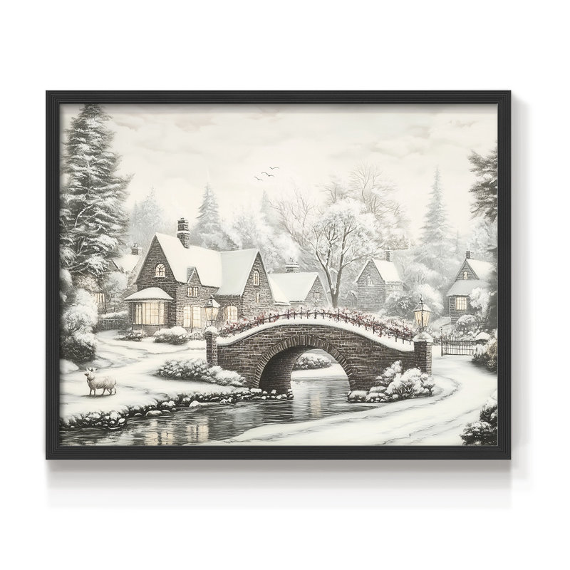Art de Noël - CMxxx - reproduction encadrée - réversible, H 22 po x l 28 po, Noir