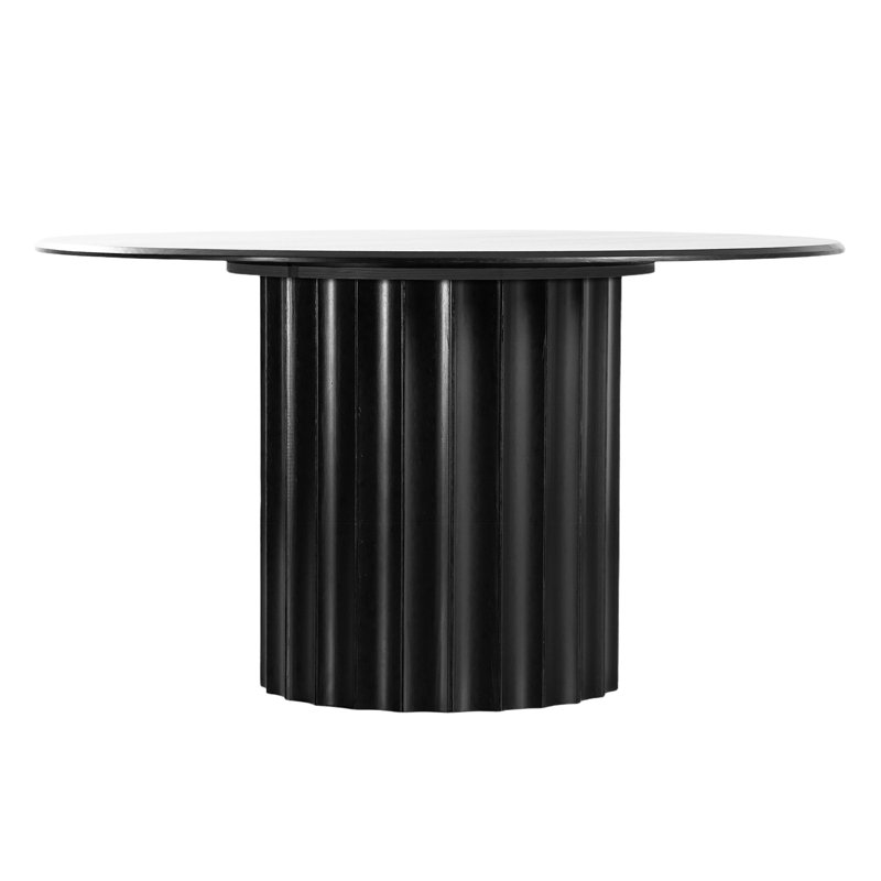 Solid Wood Dining Table Round Pedestal Kitchen Table, 30”H x 52”L x 52”W, Black