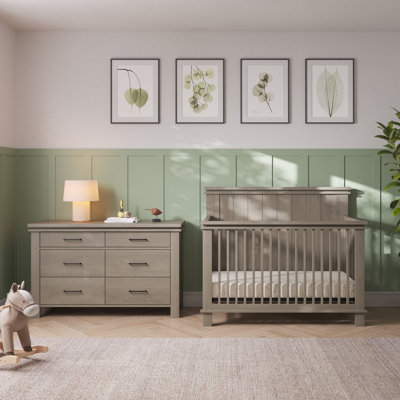 Denman 3-Piece Nursery Set | 4-in-1 Crib, Dresser & Removable Changing Topper 