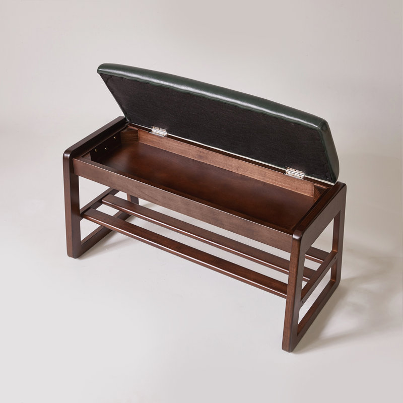 Banc de réception rembourré à 2 niveaux avec rangement rabattable et tablette ouverte, green