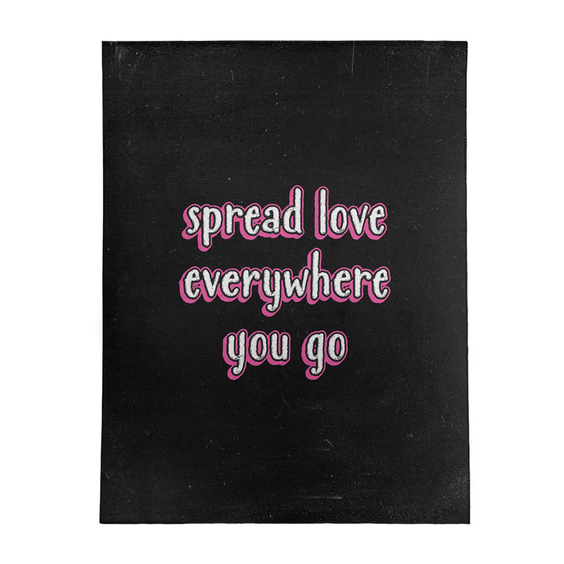 Tapis en polyester tableau noir style "spread love quot", Rectangle 5 pi x 7 pi