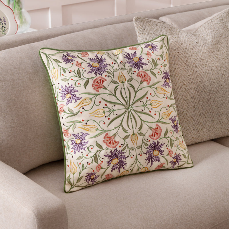 Tilda Floral Green Square Cushion Cover
