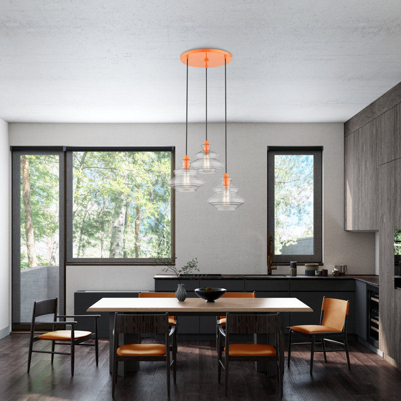 Veston 3 - Light Dimmable Chandelier, Shiny Orange