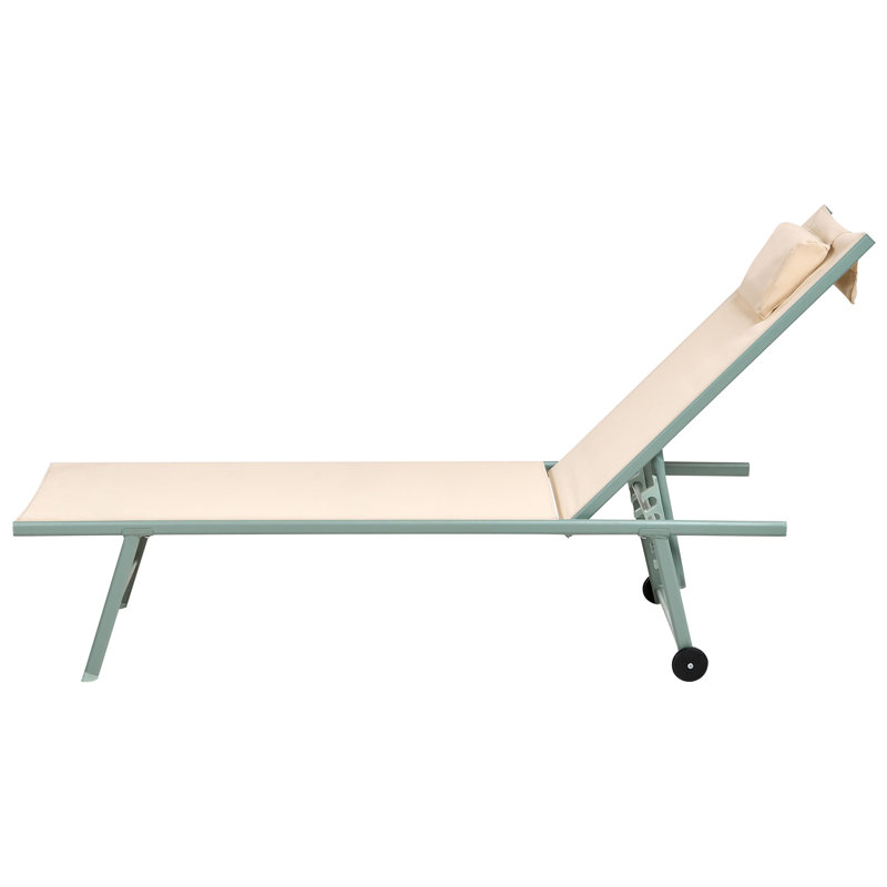 149cm Long Double Chaise, Green, Beige