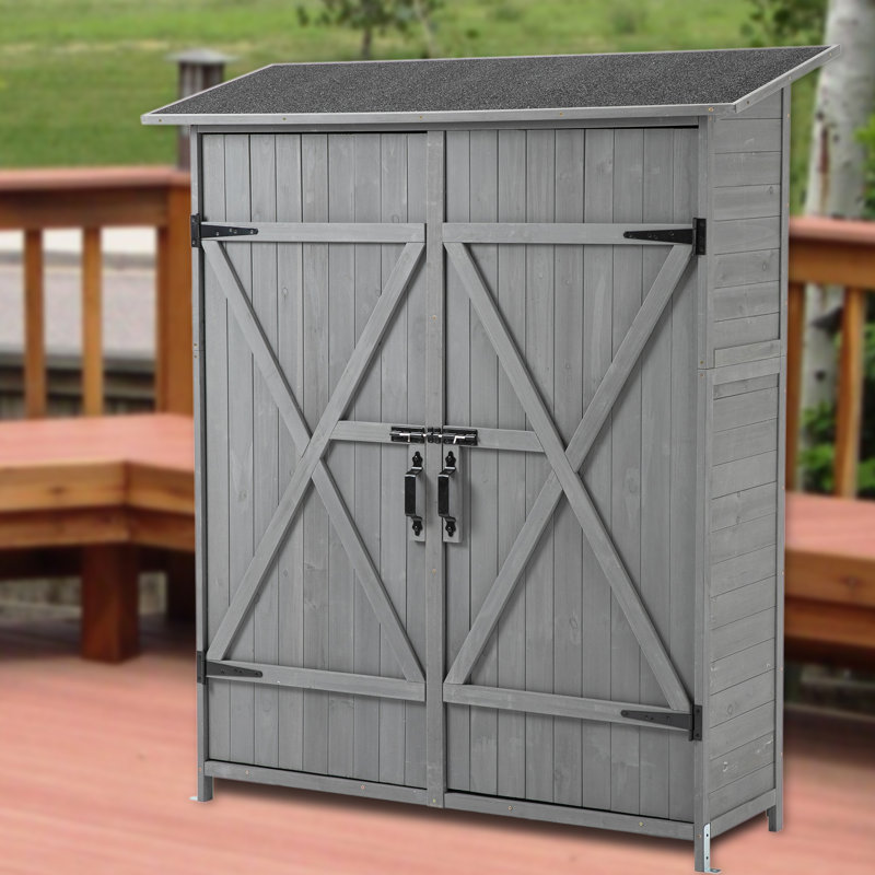 Armoire d'extérieur en bois massif Lean-To, Gris