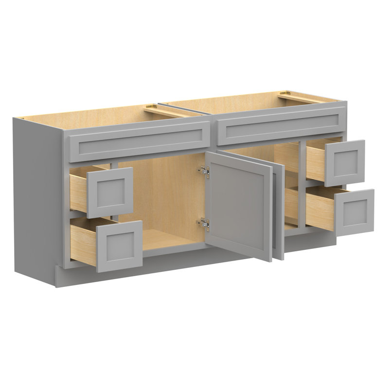 Base de meuble-lavabo double 72 po 72 po, Gris
