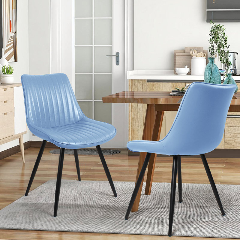 Chaises de salle à manger en similicuir pour le salon et la cuisine, Bleu