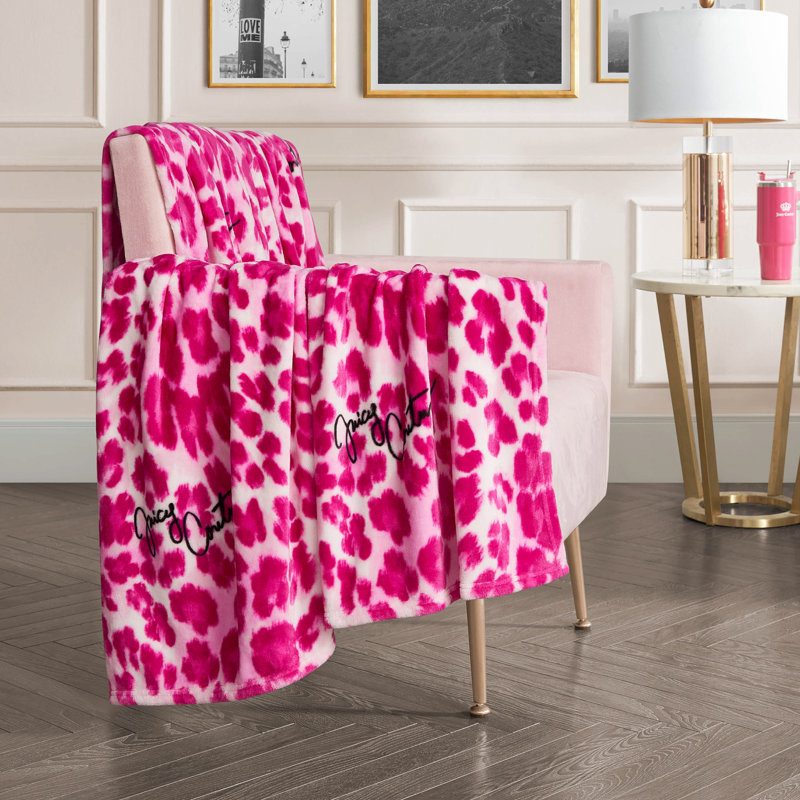 Juicy Couture Regent Leopard Throw Blankets, Pink