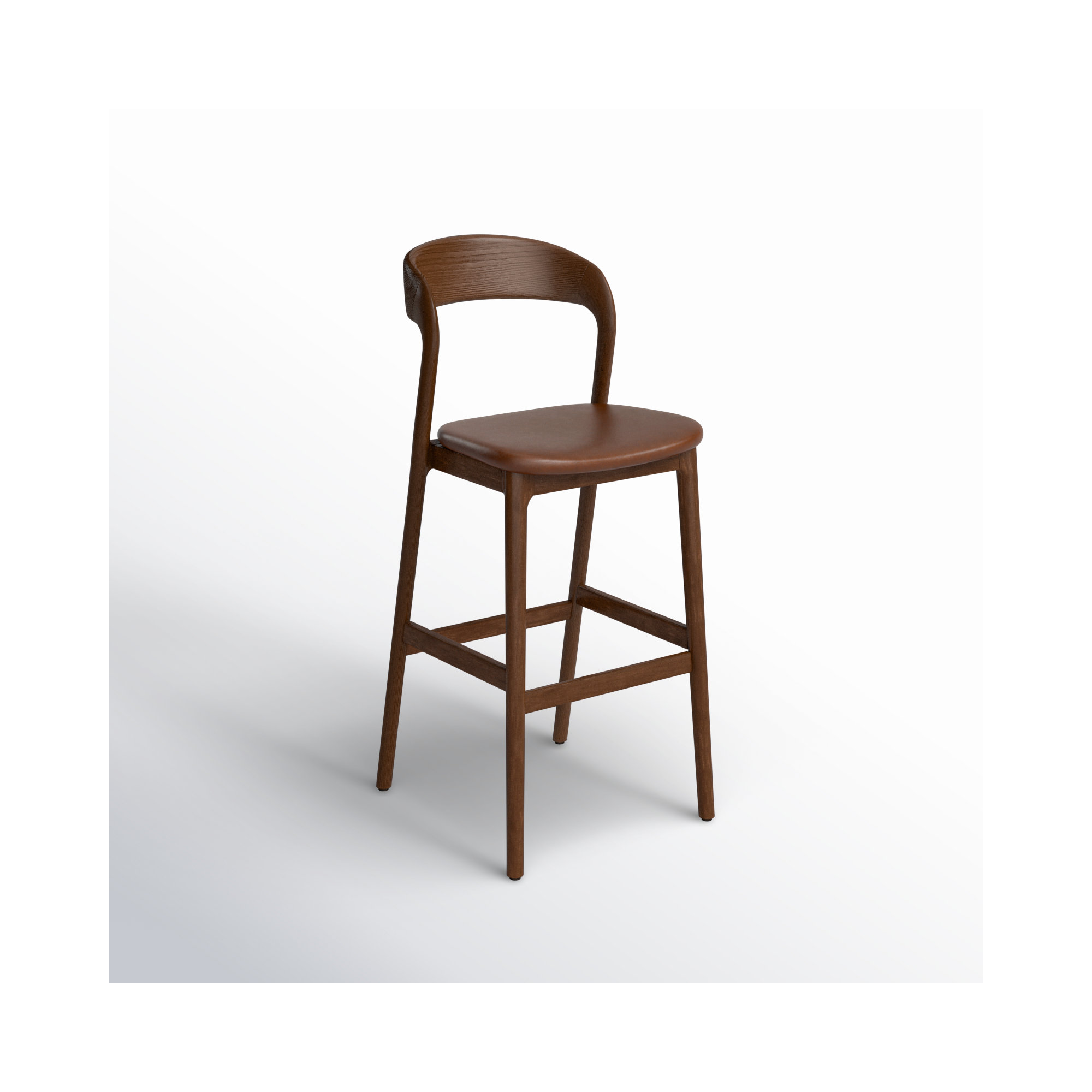 Kayla Leather Bar & Counter Stool, Umber Ash, Bar Stool (30" Seat Height)