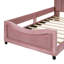 Lit de jour simple en velours rose avec dossier à rayures élégantes-1249150005