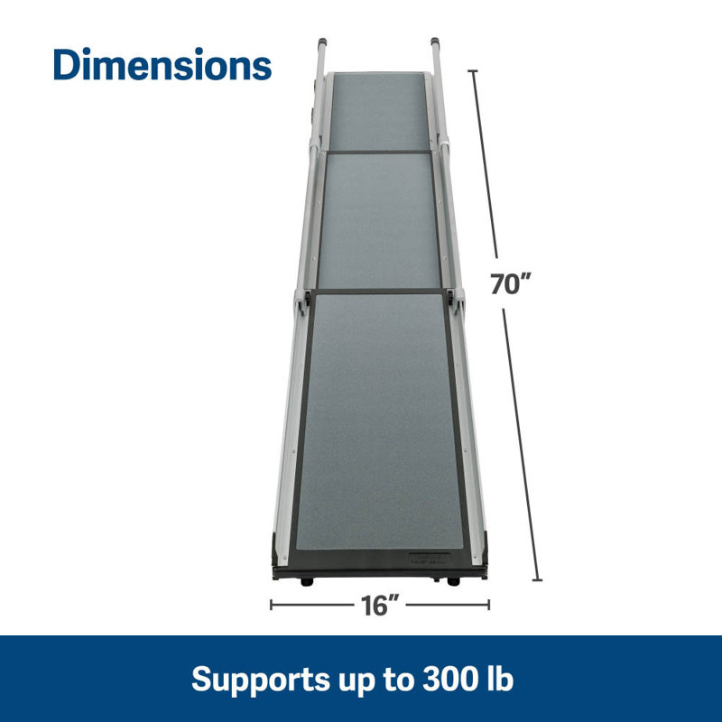 Gray Aluminum Telescoping Dog Ramp for Cars and SUVs