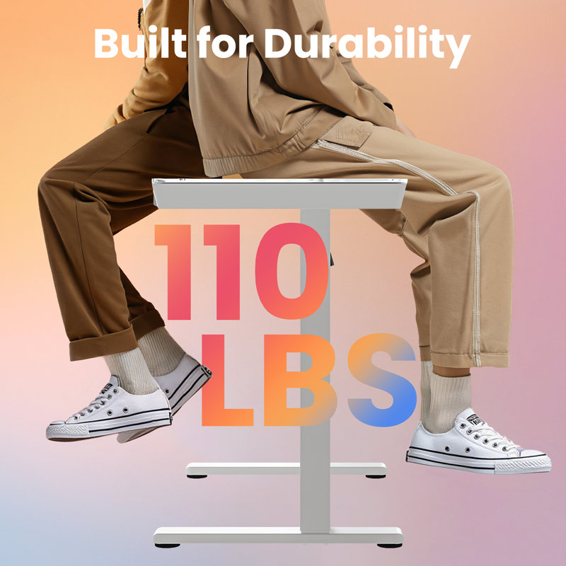 Bureau debout électrique à hauteur réglable avec tiroirs, plateau de table une pièce à installation rapide, ports de charge USB pour le bureau personnel