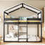 Lit simple superposé au-dessus de bois avec tente, couleur, construction solide, décoration de chambre à coucher ludique - finition, construction pour, conception inspirée de la maisonnette, espace de rangement spacieux-129632172