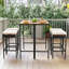 Ensemble 5 pièces de table de bar pliable en bois massif avec 4 tabourets et coussins moelleux, ensemble de bistro en osier de rotin PE