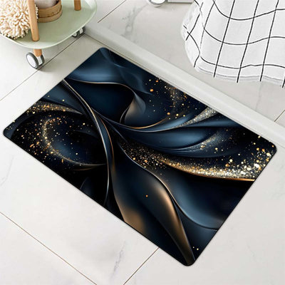 Tapis de bain en terre de diatomées, marbre de luxe abstrait 3D antidérapant, volume super absorbant, séchage rapide, écologique, facile à nettoyer pour la salle de bain, tapis de porte 16 x 24 pouces (40 x 60 cm)