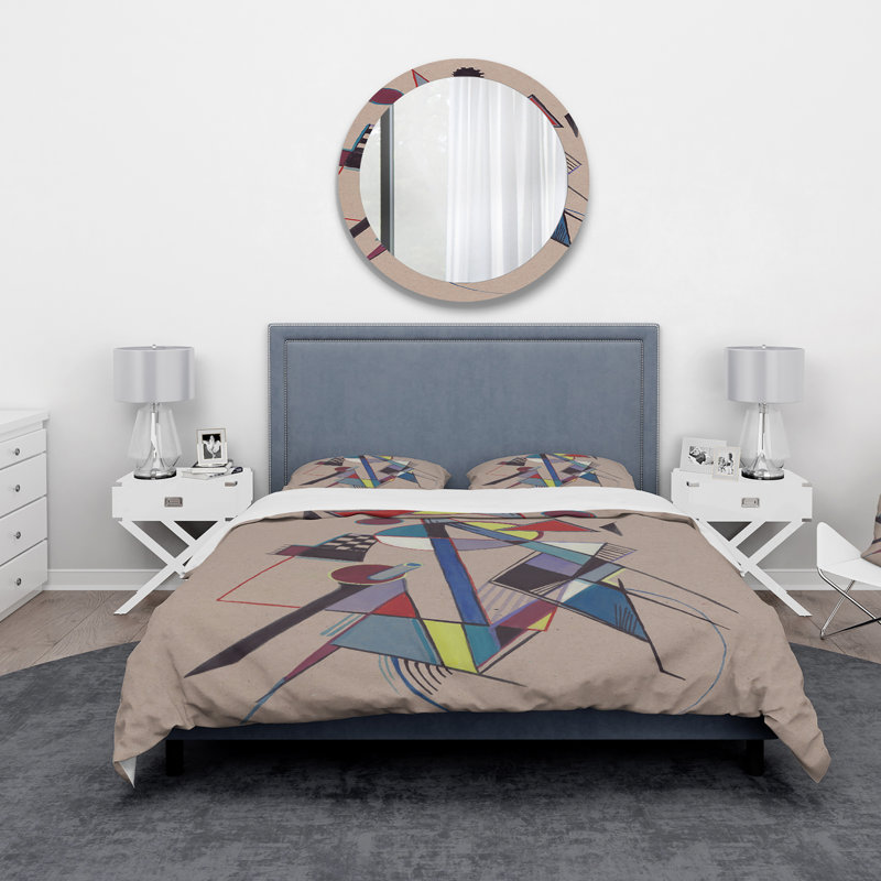 Coloured Geometric Abstract Compositions III - Ensemble de housse de couette moderne - Microfibre de polyester