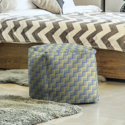 Repose-pieds cubique à rayures classic basketweave