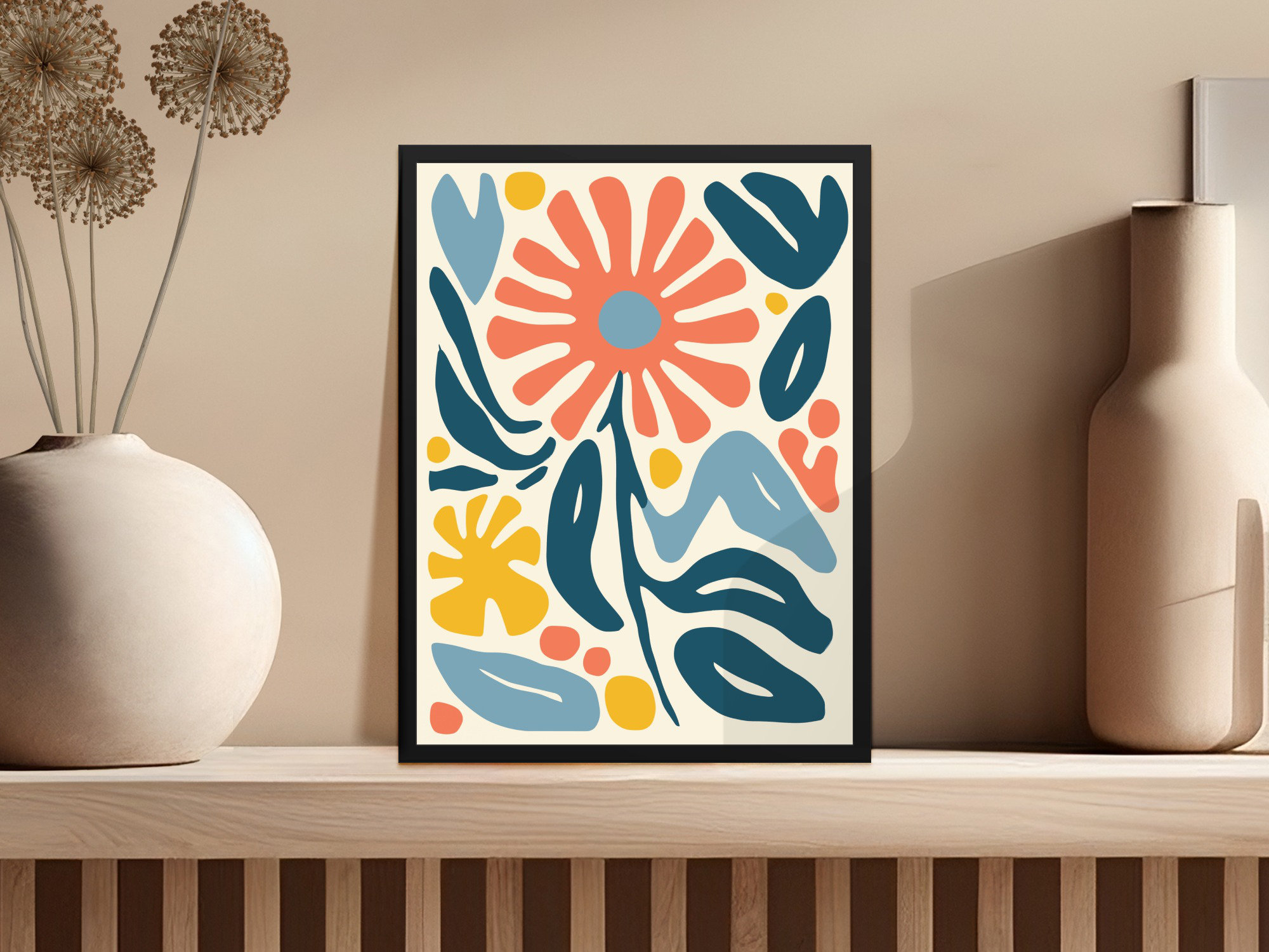 Lark Manor Floral Abstract in Soft Colors Minimalist Style Framed ...