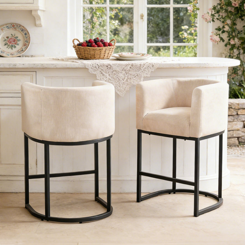 Tabouret de bar 26 po, Linen Seat/Black Frame, 2