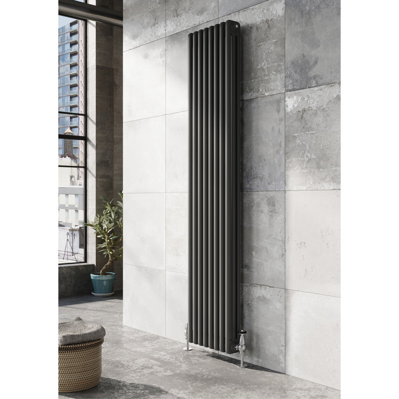 Uxbridge Vertical Traditional Colosseum Radiator, 1800mm H x 380mm W x 130mm D, Anthracite