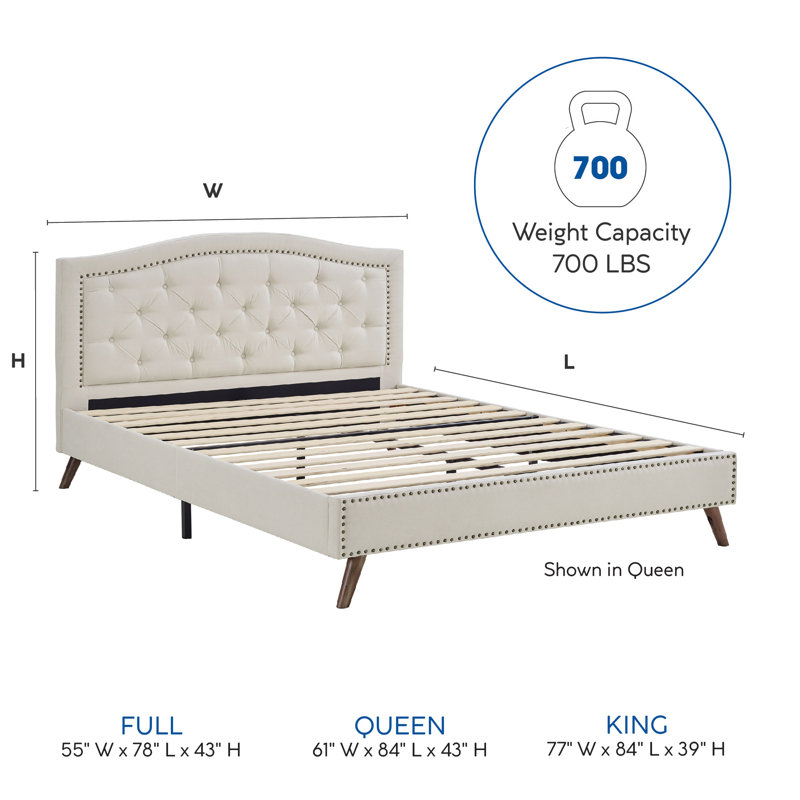 Applewhite Upholstered Metal Platform Bed, Full, Peyton Shell